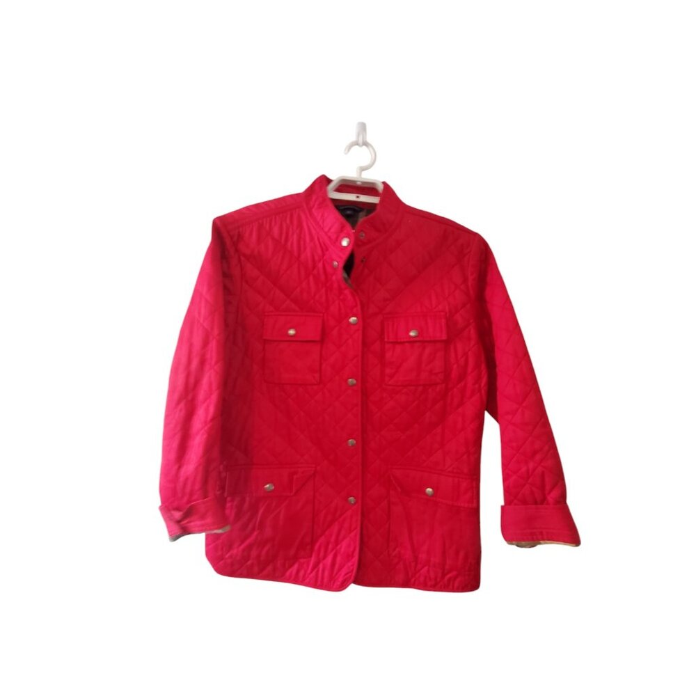Lands End jacket coat womens XL 18 20 red quilted chore barn thick wool lined